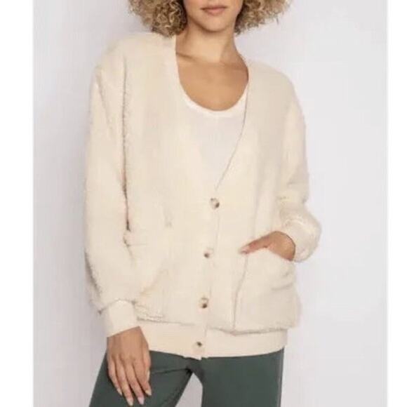 PJ Salvage Cozy Shearling Cardigan XS/S Peace Love Hope Oversized - Picture 6 of 6